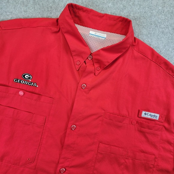 Columbia PFG UGA Georgia Bulldogs Mens 3XLT Vented Shirt Short Sleeve  Fishing - Picture 1 of 10